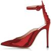 imageFSJ Women Pointed Toe High Heel Ankle Strap DOrsay Prom Pumps Cutout Evening Dress Shoes Size 415 USWine Red