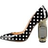 imageFSJ Women Printing Pump Chunky High Crystal Heels Pump Colorful Closed Pointed Toe Bridal Party Dress Shoe Size 415 USBlack Polka Dot