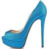 imageFSJ Women Sexy Peep Toe Platform Pumps High Heels Formal Shoes for Office Ladies Size 415 USBlue
