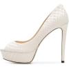 imageFSJ Women Sexy Peep Toe Platform Pumps High Heels Formal Shoes for Office Ladies Size 415 USIvory