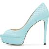 imageFSJ Women Sexy Peep Toe Platform Pumps High Heels Formal Shoes for Office Ladies Size 415 USLight Blue
