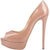 imageFSJ Women Sexy Peep Toe Platform Pumps High Heels Formal Shoes for Office Ladies Size 415 USNude