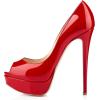 imageFSJ Women Sexy Peep Toe Platform Pumps High Heels Formal Shoes for Office Ladies Size 415 USRed