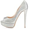 imageFSJ Women Sexy Peep Toe Platform Pumps High Heels Formal Shoes for Office Ladies Size 415 USSilver