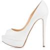 imageFSJ Women Sexy Peep Toe Platform Pumps High Heels Formal Shoes for Office Ladies Size 415 USWhite