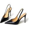 imageFSJ Womens Pointed Toe Stiletto Pumps Chic Slingback High Heels Slip on Ladies Party Office Dress Ladies ShoesBlack