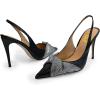 imageFSJ Womens Pointed Toe Stiletto Pumps Chic Slingback High Heels Slip on Ladies Party Office Dress Ladies ShoesBlack Bow