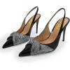 imageFSJ Womens Pointed Toe Stiletto Pumps Chic Slingback High Heels Slip on Ladies Party Office Dress Ladies ShoesBlack Bow