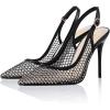 imageFSJ Womens Pointed Toe Stiletto Pumps Chic Slingback High Heels Slip on Ladies Party Office Dress Ladies ShoesBlackmesh