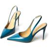 imageFSJ Womens Pointed Toe Stiletto Pumps Chic Slingback High Heels Slip on Ladies Party Office Dress Ladies ShoesBlue