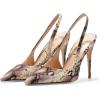 imageFSJ Womens Pointed Toe Stiletto Pumps Chic Slingback High Heels Slip on Ladies Party Office Dress Ladies ShoesBrown Snake