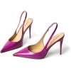 imageFSJ Womens Pointed Toe Stiletto Pumps Chic Slingback High Heels Slip on Ladies Party Office Dress Ladies ShoesFuchsia