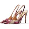 imageFSJ Womens Pointed Toe Stiletto Pumps Chic Slingback High Heels Slip on Ladies Party Office Dress Ladies ShoesFuchsia Snake