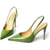 imageFSJ Womens Pointed Toe Stiletto Pumps Chic Slingback High Heels Slip on Ladies Party Office Dress Ladies ShoesGreen