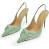 imageFSJ Womens Pointed Toe Stiletto Pumps Chic Slingback High Heels Slip on Ladies Party Office Dress Ladies ShoesLight Green