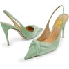 imageFSJ Womens Pointed Toe Stiletto Pumps Chic Slingback High Heels Slip on Ladies Party Office Dress Ladies ShoesLight Green