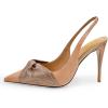 imageFSJ Womens Pointed Toe Stiletto Pumps Chic Slingback High Heels Slip on Ladies Party Office Dress Ladies ShoesNude