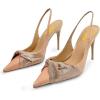 imageFSJ Womens Pointed Toe Stiletto Pumps Chic Slingback High Heels Slip on Ladies Party Office Dress Ladies ShoesNude