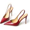 imageFSJ Womens Pointed Toe Stiletto Pumps Chic Slingback High Heels Slip on Ladies Party Office Dress Ladies ShoesRed