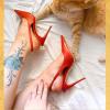 imageFSJ Womens Pointed Toe Stiletto Pumps Chic Slingback High Heels Slip on Ladies Party Office Dress Ladies ShoesRed