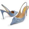 imageFSJ Womens Pointed Toe Stiletto Pumps Chic Slingback High Heels Slip on Ladies Party Office Dress Ladies ShoesRoyal Blue
