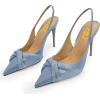 imageFSJ Womens Pointed Toe Stiletto Pumps Chic Slingback High Heels Slip on Ladies Party Office Dress Ladies ShoesRoyal Blue