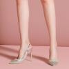 imageFSJ Womens Pointed Toe Stiletto Pumps Chic Slingback High Heels Slip on Ladies Party Office Dress Ladies ShoesSilverglitter