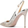 imageFSJ Womens Pointed Toe Stiletto Pumps Chic Slingback High Heels Slip on Ladies Party Office Dress Ladies ShoesSilverglitter