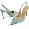 imageFSJ Womens Pointed Toe Stiletto Pumps Chic Slingback High Heels Slip on Ladies Party Office Dress Ladies ShoesTurquoise