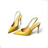 imageFSJ Womens Pointed Toe Stiletto Pumps Chic Slingback High Heels Slip on Ladies Party Office Dress Ladies ShoesYellow