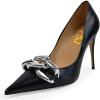 imageFSJ Women Classy Pointed Toe Stiletto High Heel Pumps Slip On Chain Buckle Party Dress Shoes Size 415 USBlack