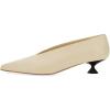 imageFSJ Women Fashion Pointed Toe V Cut Low Kitten Heel Slip On Pumps Soft Leather Ladies Daily Comfort Basic Dress Shoes Size 415 USApricot