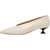 imageFSJ Women Fashion Pointed Toe V Cut Low Kitten Heel Slip On Pumps Soft Leather Ladies Daily Comfort Basic Dress Shoes Size 415 USBeige