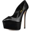 imageFSJ Women Platform High Heel Pumps Stiletto Almond Toe Slip On Closed Toe Wedding Evening Party Prom Dress Shoes Size 415 USBlack