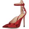 imageFSJ Women Pointed Toe High Heel Ankle Strap DOrsay Prom Pumps Cutout Evening Dress Shoes Size 415 USWine Red