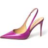 imageFSJ Womens Pointed Toe Stiletto Pumps Chic Slingback High Heels Slip on Ladies Party Office Dress Ladies ShoesFuchsia
