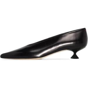 imageFSJ Women Fashion Pointed Toe V Cut Low Kitten Heel Slip On Pumps Soft Leather Ladies Daily Comfort Basic Dress Shoes Size 415 USBlack