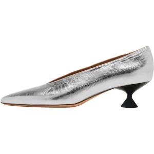 imageFSJ Women Fashion Pointed Toe V Cut Low Kitten Heel Slip On Pumps Soft Leather Ladies Daily Comfort Basic Dress Shoes Size 415 USSilver