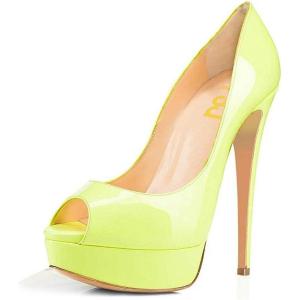 imageFSJ Women Sexy Peep Toe Platform Pumps High Heels Formal Shoes for Office Ladies Size 415 USYellow
