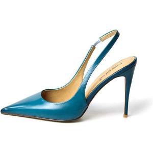 imageFSJ Womens Pointed Toe Stiletto Pumps Chic Slingback High Heels Slip on Ladies Party Office Dress Ladies ShoesBlue