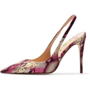 imageFSJ Womens Pointed Toe Stiletto Pumps Chic Slingback High Heels Slip on Ladies Party Office Dress Ladies ShoesFuchsia Snake