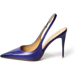 imageFSJ Womens Pointed Toe Stiletto Pumps Chic Slingback High Heels Slip on Ladies Party Office Dress Ladies ShoesPurple