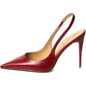 imageFSJ Womens Pointed Toe Stiletto Pumps Chic Slingback High Heels Slip on Ladies Party Office Dress Ladies ShoesRed