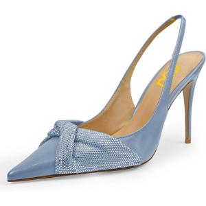 imageFSJ Womens Pointed Toe Stiletto Pumps Chic Slingback High Heels Slip on Ladies Party Office Dress Ladies ShoesRoyal Blue