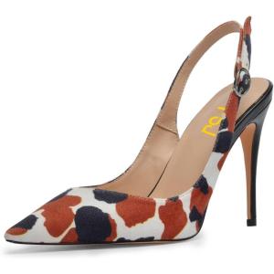 imageFSJ Womens Pointed Toe Stiletto Pumps Chic Slingback High Heels Slip on Ladies Party Office Dress Ladies ShoesSpotty