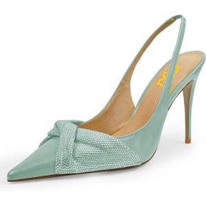imageFSJ Womens Pointed Toe Stiletto Pumps Chic Slingback High Heels Slip on Ladies Party Office Dress Ladies ShoesTurquoise