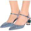 imageFSJ Women Ankle Strap Glitter Sandals Pointed Toe Rhinestone Heels Graceful Shoes Slip On Slingback Dorsay Prom Dress Pumps Size 415 USBlue