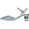 imageFSJ Women Ankle Strap Glitter Sandals Pointed Toe Rhinestone Heels Graceful Shoes Slip On Slingback Dorsay Prom Dress Pumps Size 415 USBlue