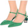 imageFSJ Women Ankle Strap Glitter Sandals Pointed Toe Rhinestone Heels Graceful Shoes Slip On Slingback Dorsay Prom Dress Pumps Size 415 USEmerald