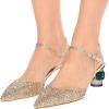 imageFSJ Women Ankle Strap Glitter Sandals Pointed Toe Rhinestone Heels Graceful Shoes Slip On Slingback Dorsay Prom Dress Pumps Size 415 USGold